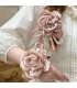 HA255 - Korean Pink Velvet Rose Bow Hair Tie